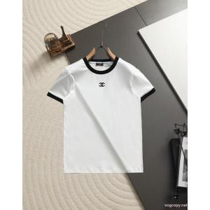 CHCH定番レディース胸元ロゴ刺繍半袖Tシャツ